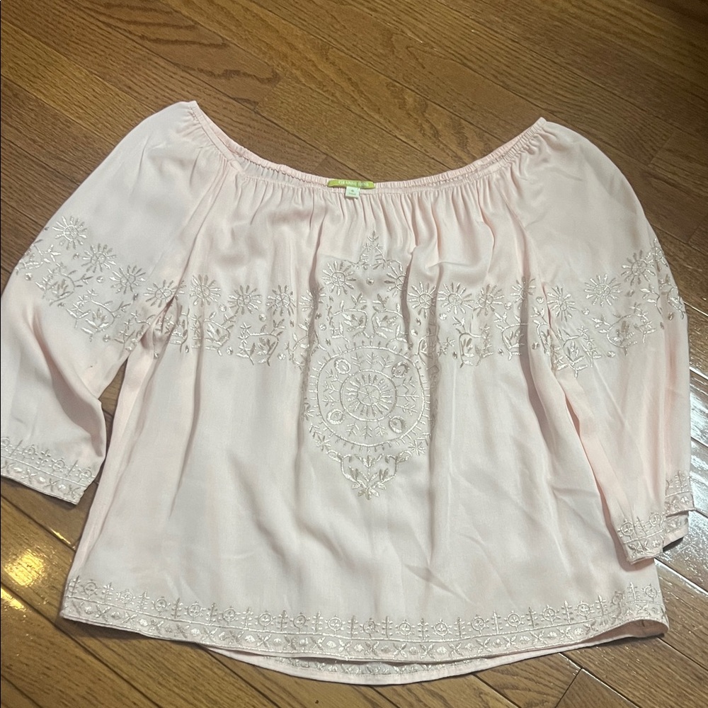 Gianni Bini Light Pink Embroidered Blouse